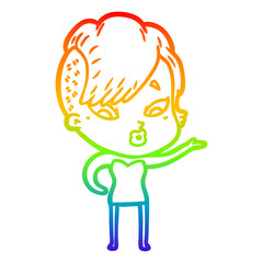 rainbow gradient line drawing cartoon surprised girl