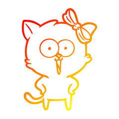 warm gradient line drawing cartoon cat