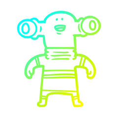 cold gradient line drawing friendly cartoon alien