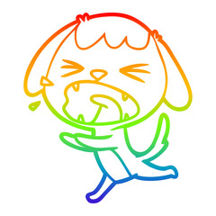 rainbow gradient line drawing cute cartoon dog