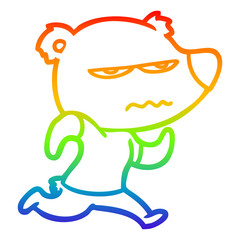 rainbow gradient line drawing angry bear polar cartoon