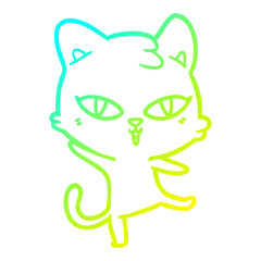 Obraz premium cold gradient line drawing cartoon cat