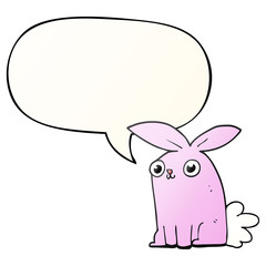 cartoon bunny rabbit and speech bubble in smooth gradient style