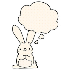 cartoon rabbit and thought bubble in comic book style