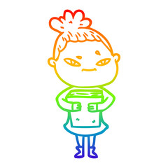 rainbow gradient line drawing cartoon woman