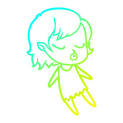 cold gradient line drawing cute cartoon vampire girl