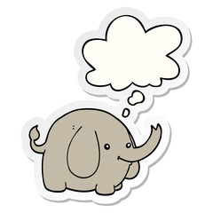 cartoon elephant and thought bubble as a printed sticker