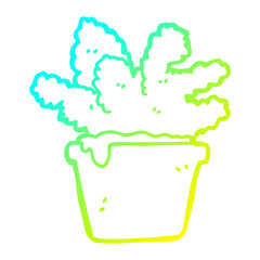cold gradient line drawing cartoon house plant