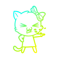 cold gradient line drawing cartoon cat