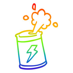 rainbow gradient line drawing cartoon soda can