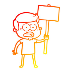 warm gradient line drawing cartoon shocked man