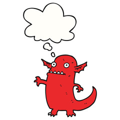 cartoon halloween monster and thought bubble