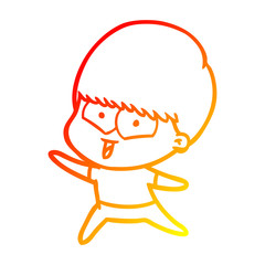 warm gradient line drawing cartoon happy boy