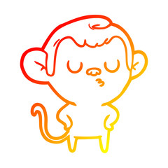 warm gradient line drawing cartoon monkey