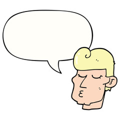 cartoon handsome man and speech bubble
