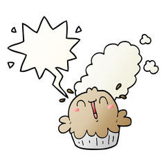 cute cartoon pie and speech bubble in smooth gradient style