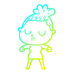 cold gradient line drawing cartoon calm woman
