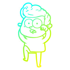 cold gradient line drawing cartoon staring man