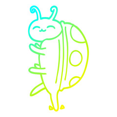 cold gradient line drawing cute cartoon ladybug