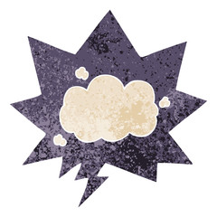 cartoon cloud and speech bubble in retro textured style