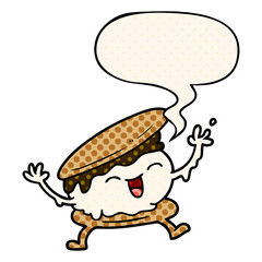 smore cartoon and speech bubble in comic book style