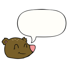 cartoon happy bear face and speech bubble