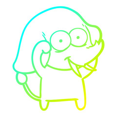 cold gradient line drawing happy cartoon elephant