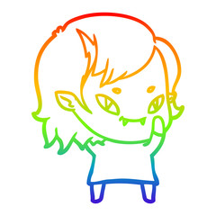 rainbow gradient line drawing cartoon friendly vampire girl