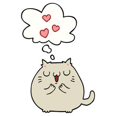 cute cartoon cat in love and thought bubble