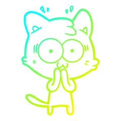 cold gradient line drawing cartoon surprised cat