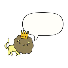 cartoon lion and crown and speech bubble