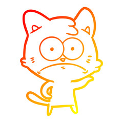 warm gradient line drawing cartoon nervous cat