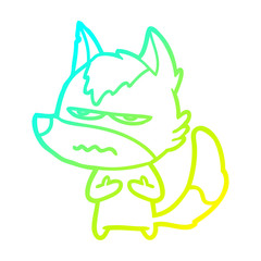 cold gradient line drawing cartoon annoyed wolf