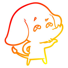 warm gradient line drawing cartoon elephant remembering