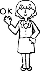 Monochrome Illustration of a Business woman face and pose