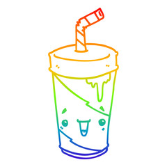 rainbow gradient line drawing cartoon soda cup