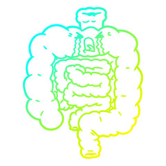 cold gradient line drawing cartoon intestines crying