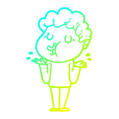 cold gradient line drawing cartoon man singing