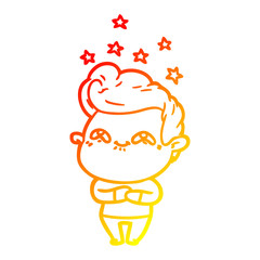 warm gradient line drawing cartoon excited man