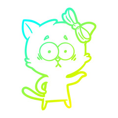 cold gradient line drawing cartoon cat