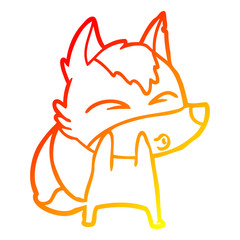 warm gradient line drawing cartoon wolf whistling