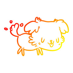 warm gradient line drawing cute dog wagging tail