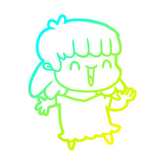 cold gradient line drawing cartoon woman
