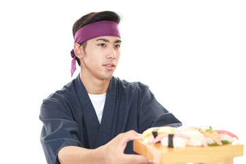 笑顔の寿司職人