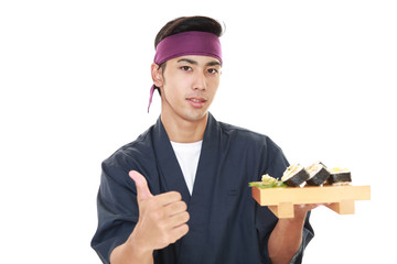 笑顔の寿司職人