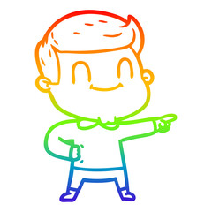 rainbow gradient line drawing cartoon friendly man