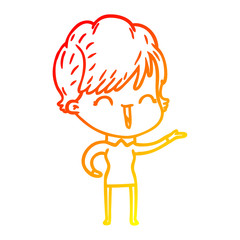 warm gradient line drawing cartoon laughing woman