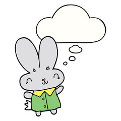 cute cartoon tiny rabbit and thought bubble