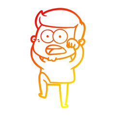warm gradient line drawing cartoon shocked man