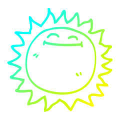 cold gradient line drawing cartoon shining sun